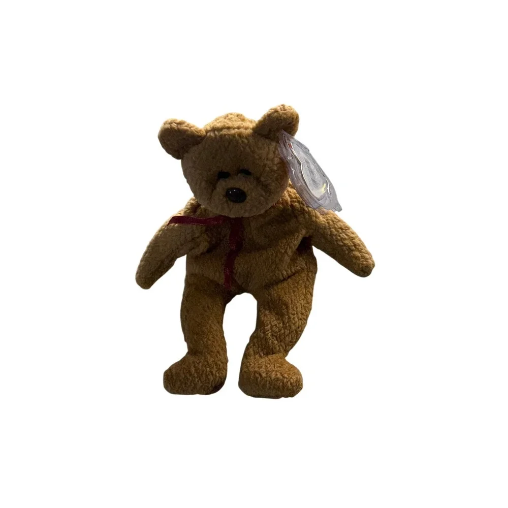 Ty Beanie Baby Fuzz the Bear 1998 Brown Curly Plush Stuffed Animal Toy 4237